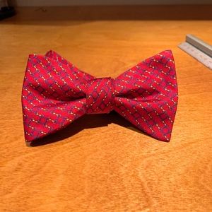 Red Hermes Pattern Silk Bow Tie From Italy